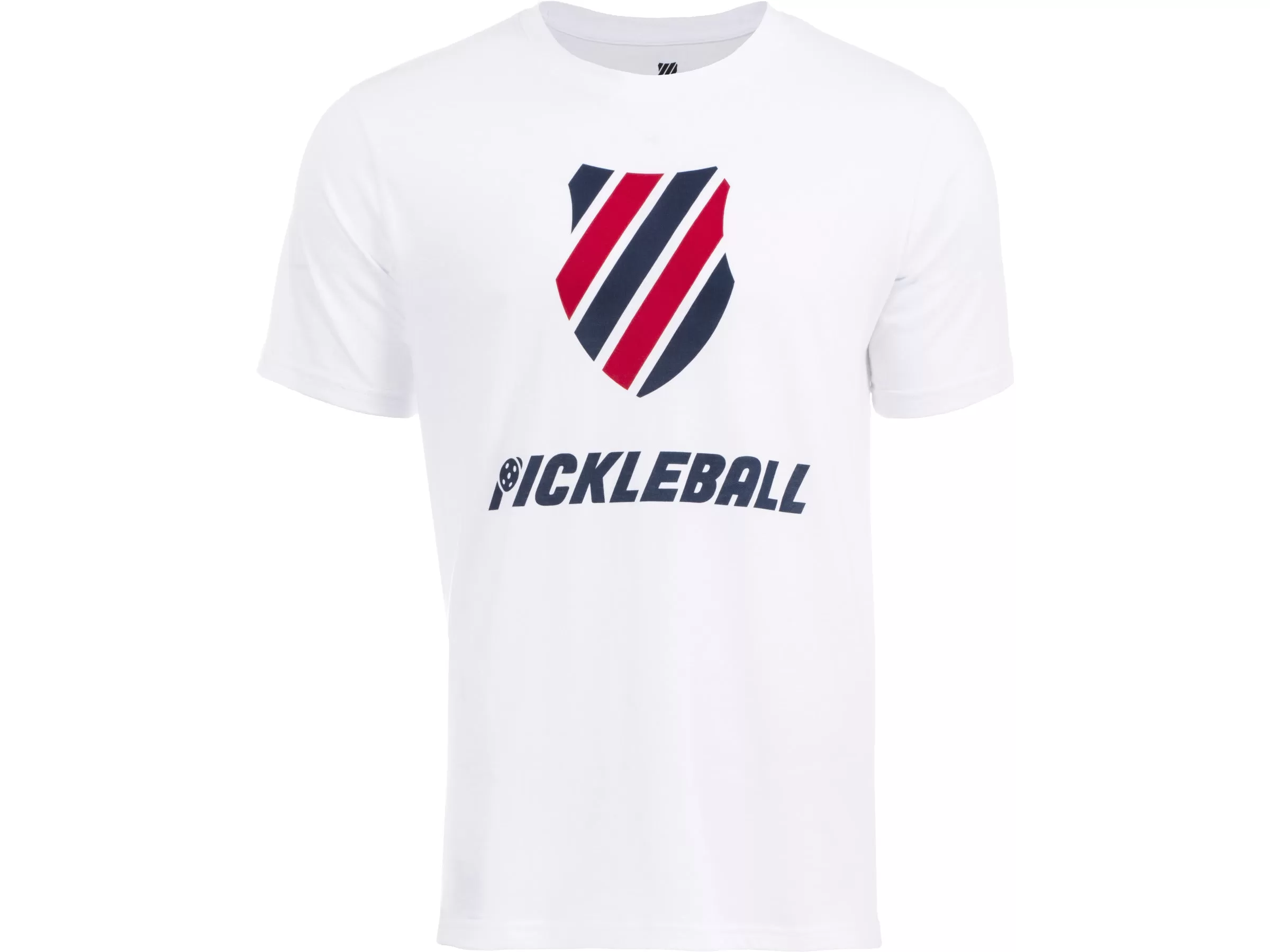 104432-114 | MENS PICKLEBALL T-SHIRT | WHITE/BLUE/RED