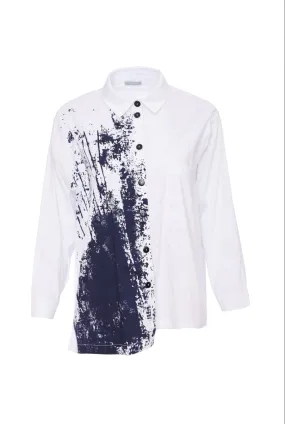 150 Placement Print Shirt Navy/white