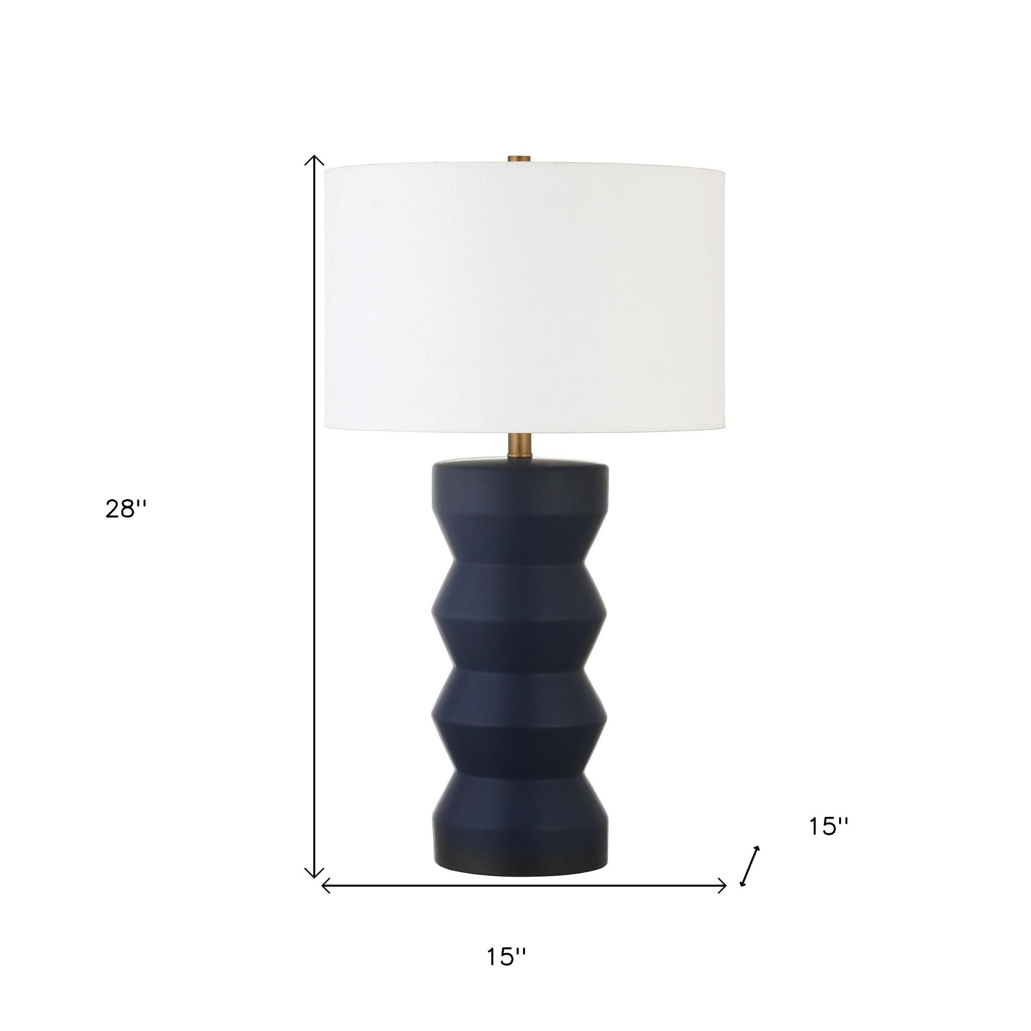 28 Navy Blue Ceramic Table Lamp With White Drum Shade