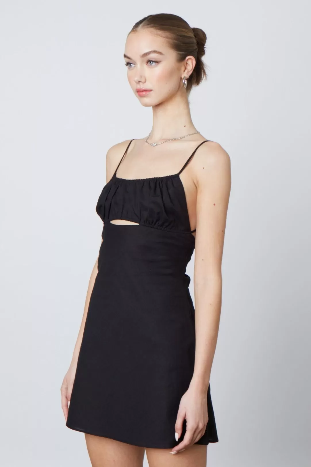 Black Cutout Linen Dress