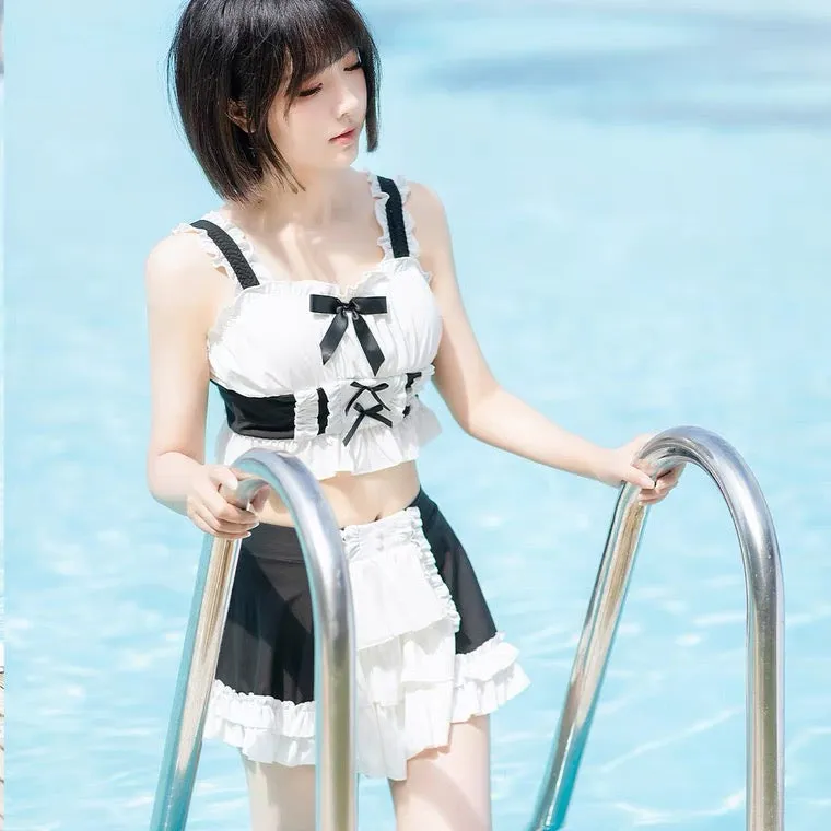 Black white Swimsuit