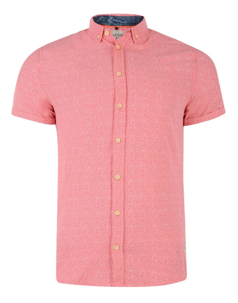 Blend Regular Fit Short Sleeve Pattern Shirt Coral Red