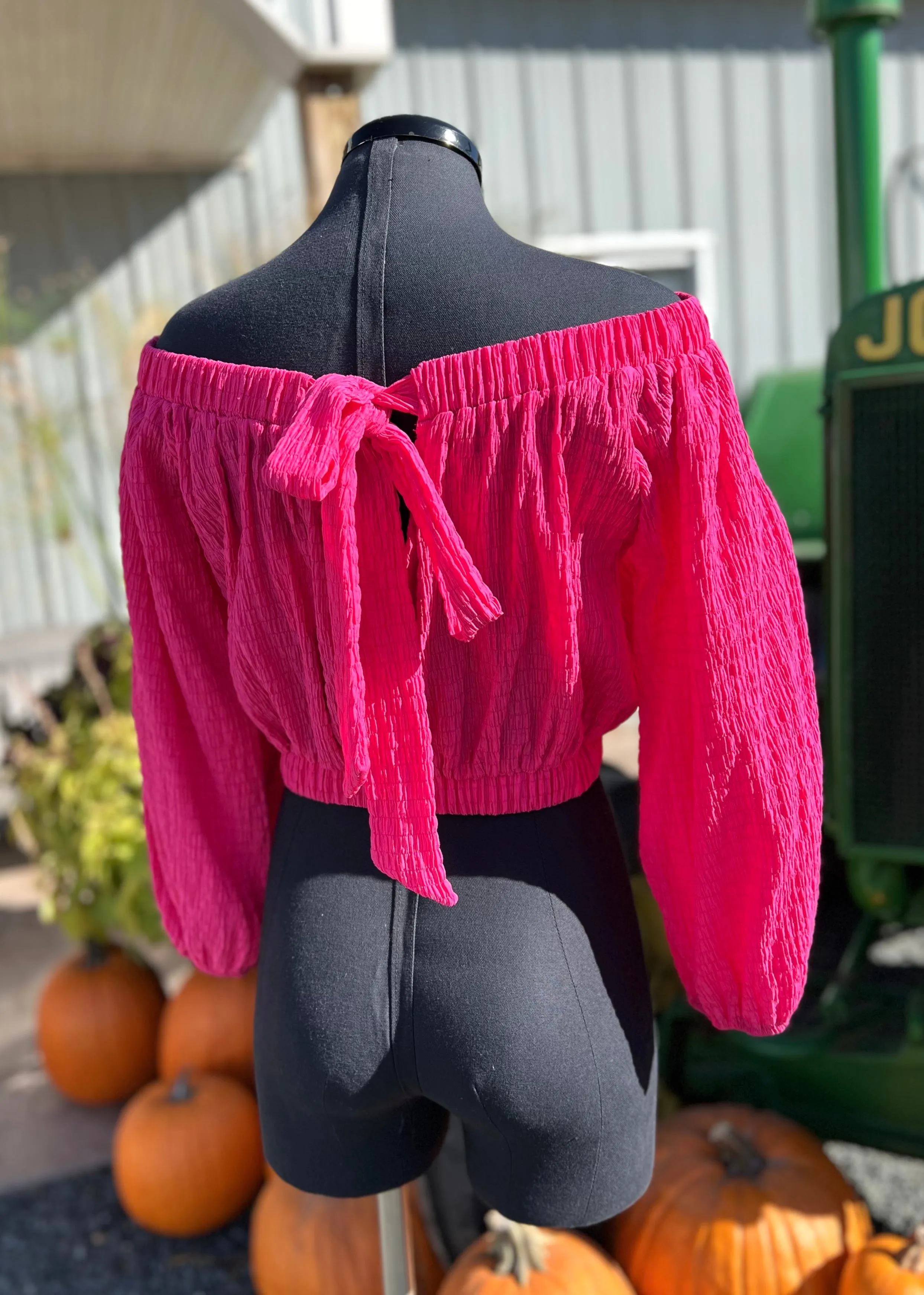 Bright Pink Off Shoulder Top