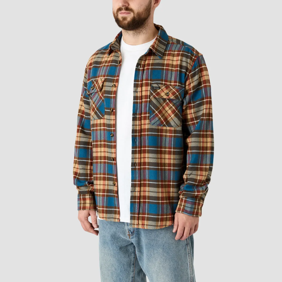 Brixton Bowery Longsleeve Flannel Shirt Ocean Blue/Palm Desert/Sand