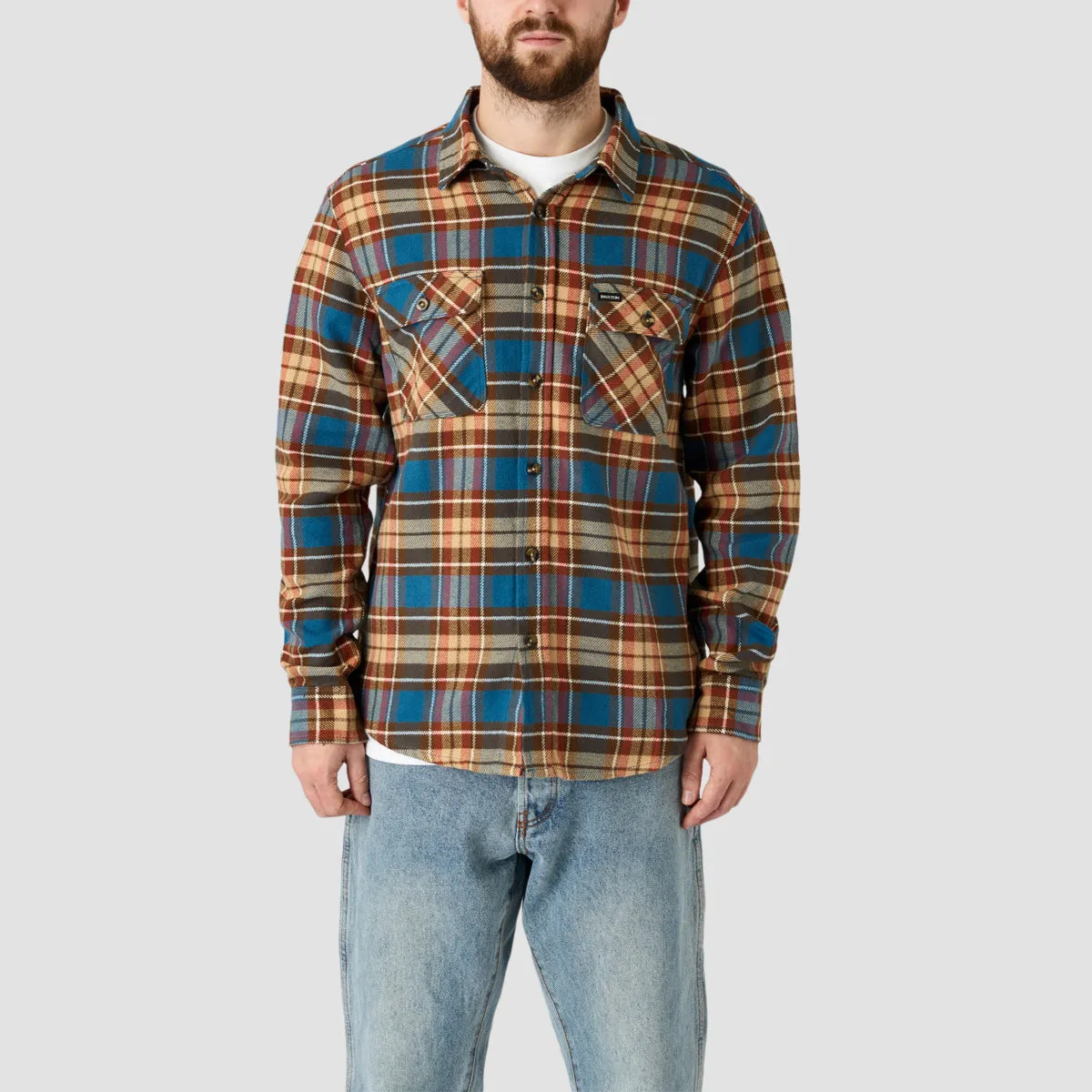 Brixton Bowery Longsleeve Flannel Shirt Ocean Blue/Palm Desert/Sand