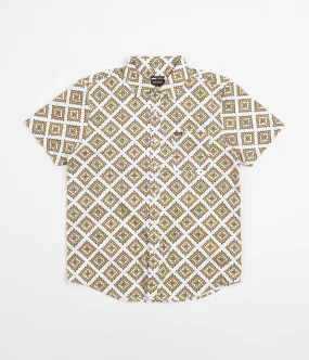 Brixton Charter Print Short Sleeve Shirt - Off White / Phoenix Orange / Joe B