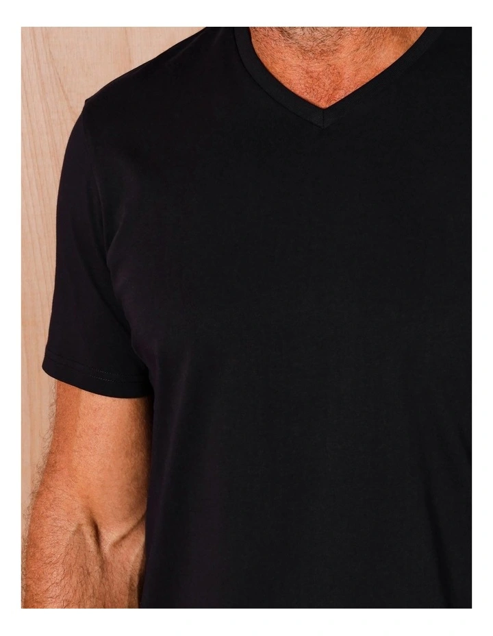 Brixton Plain V-Neck T-Shirt in Black