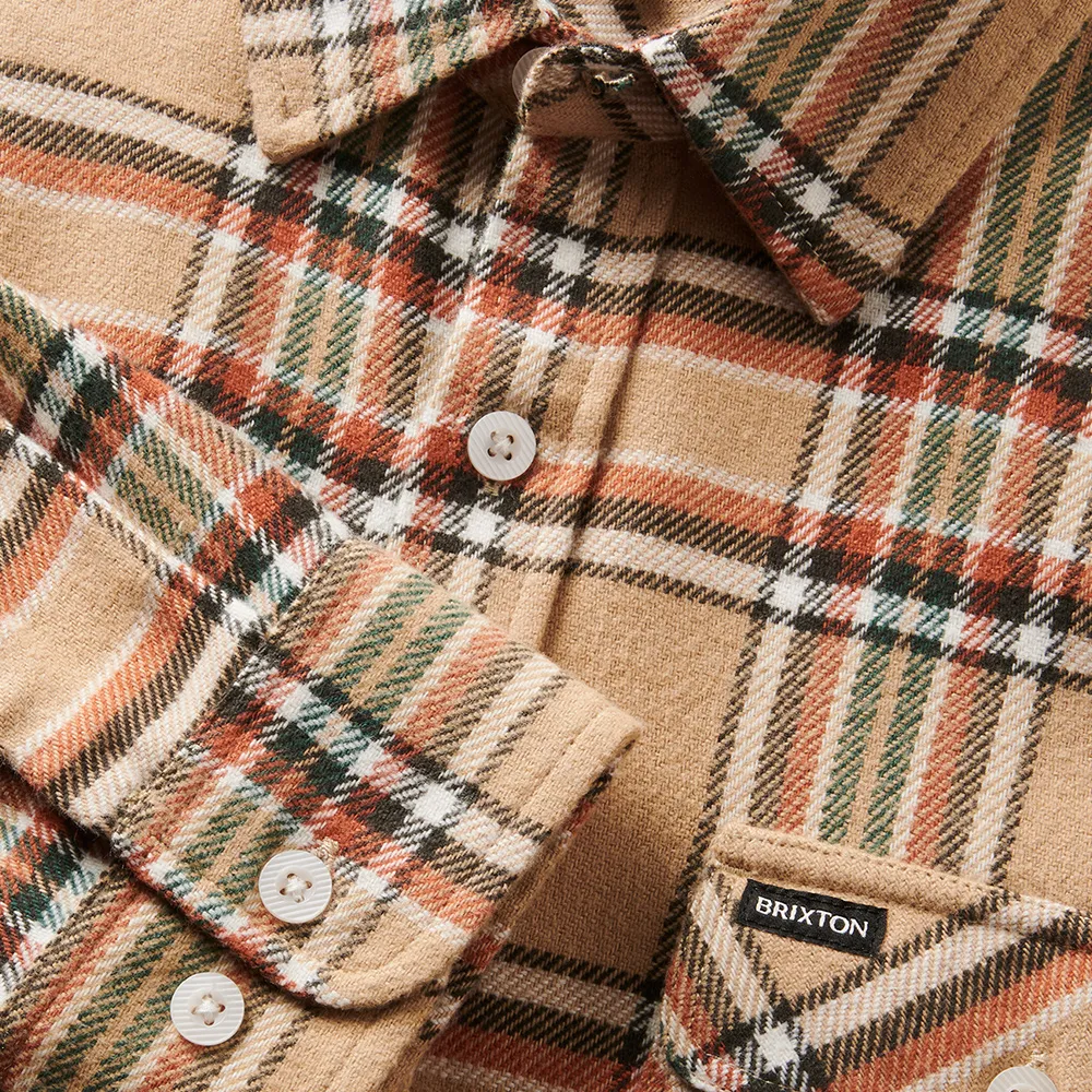 Brixton – Bowery Flannel Shirt Sand Off White Terracotta | Eddie Franks Rye