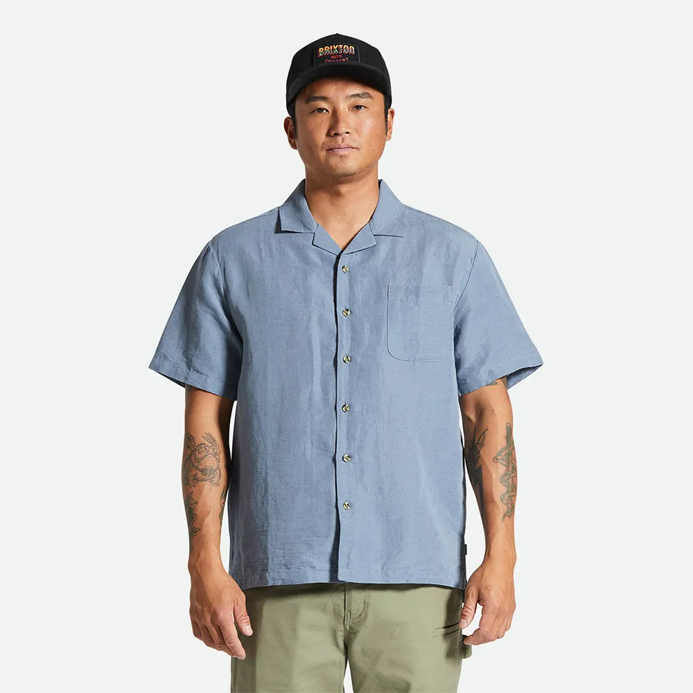 Brixton – Bunker Linen Blend Shirt Flint Stone Blue | Eddie Franks Rye