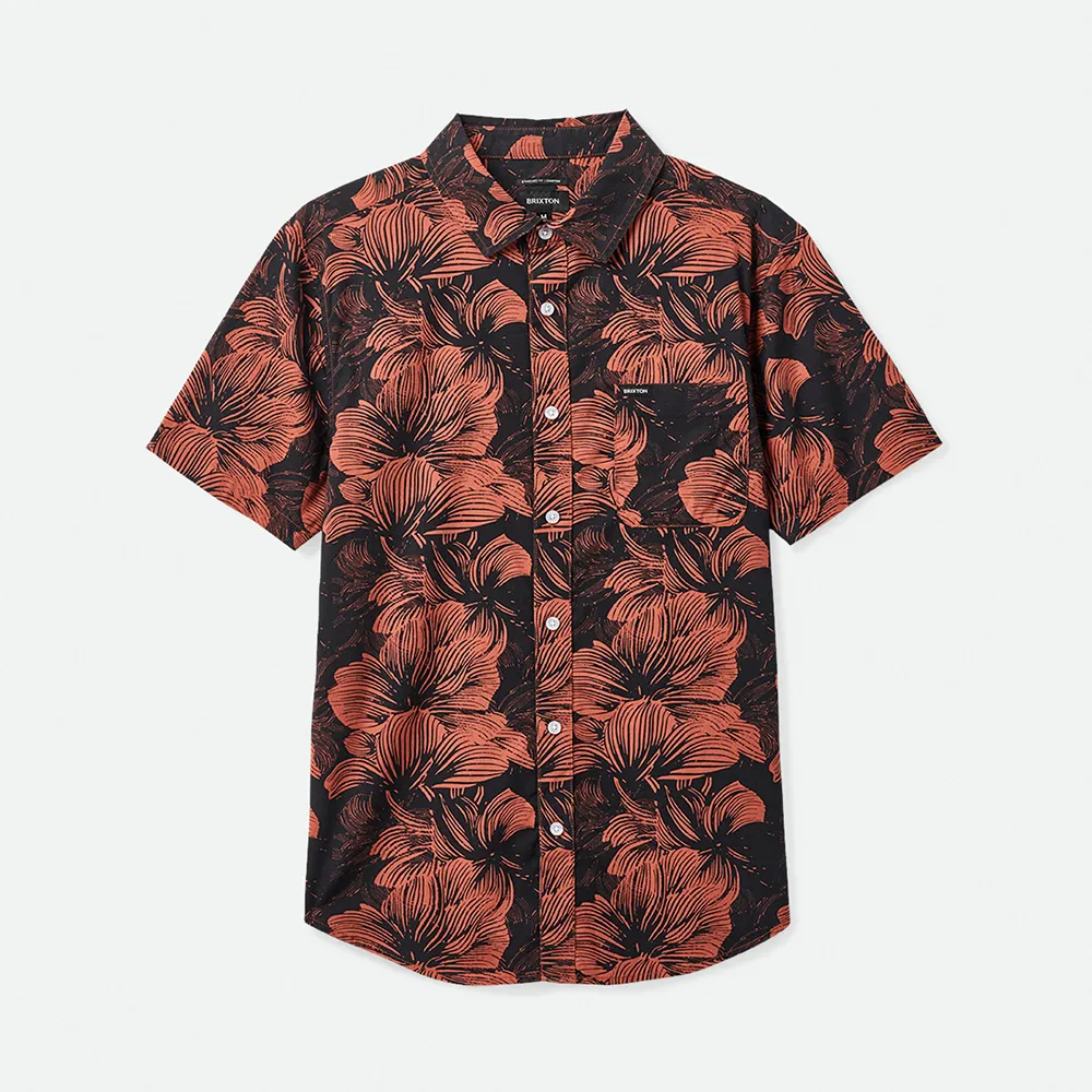 Brixton – Charter Print Short Sleeve Shirt Washed Black Terracotta Floral | Eddie Franks Rye