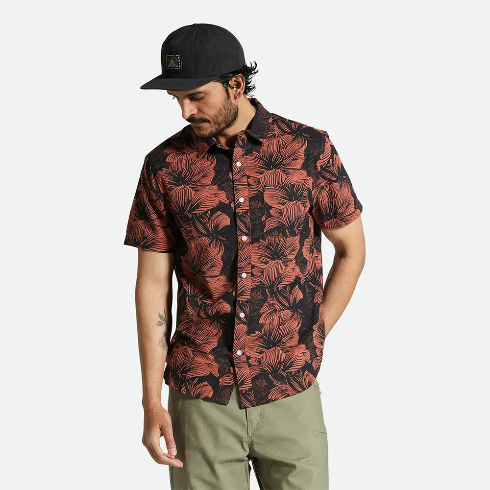 Brixton – Charter Print Short Sleeve Shirt Washed Black Terracotta Floral | Eddie Franks Rye