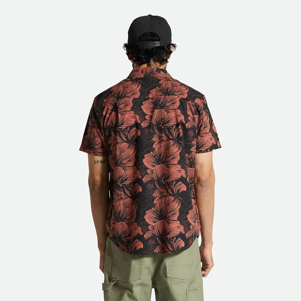 Brixton – Charter Print Short Sleeve Shirt Washed Black Terracotta Floral | Eddie Franks Rye