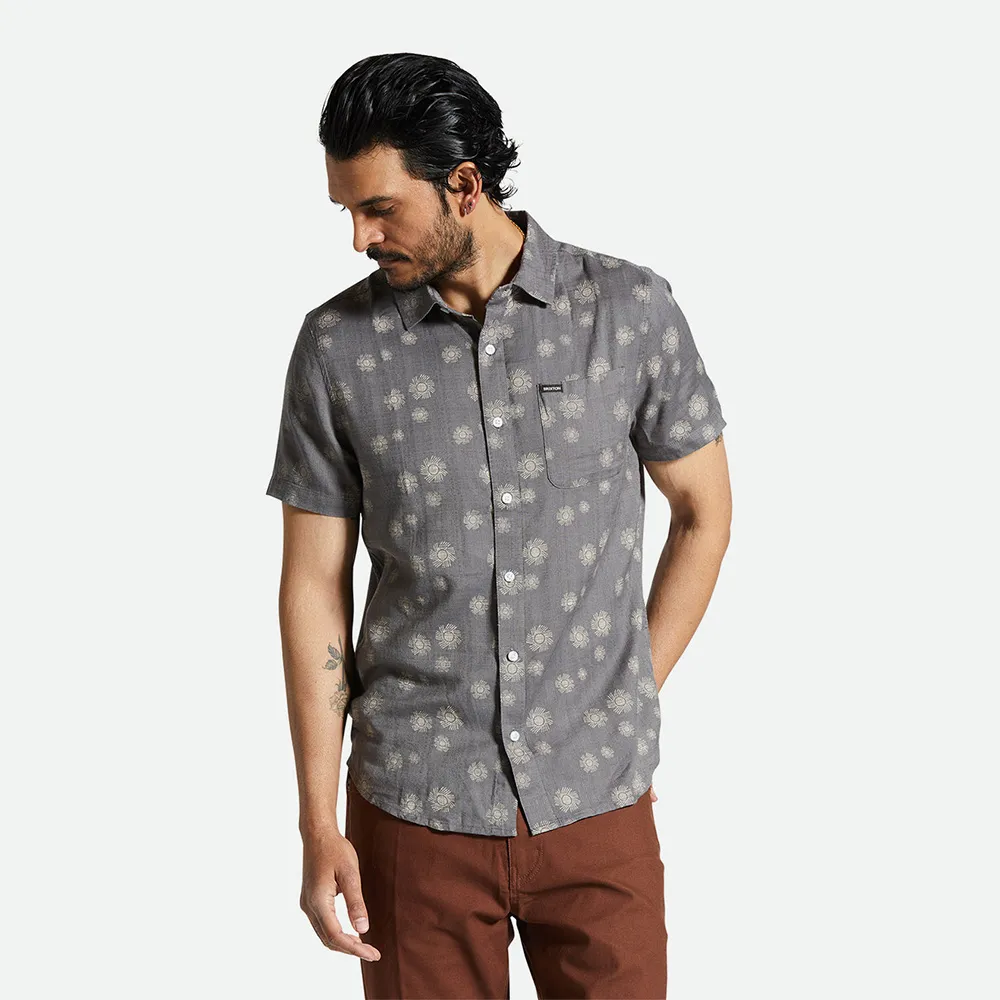 Brixton – Charter Slub Short Sleeve Shirt Charcoal Sol | Eddie Franks Rye