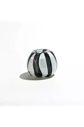 CANDY STRIPE CANDLE HOLDER LARGE BLACK & WHITE