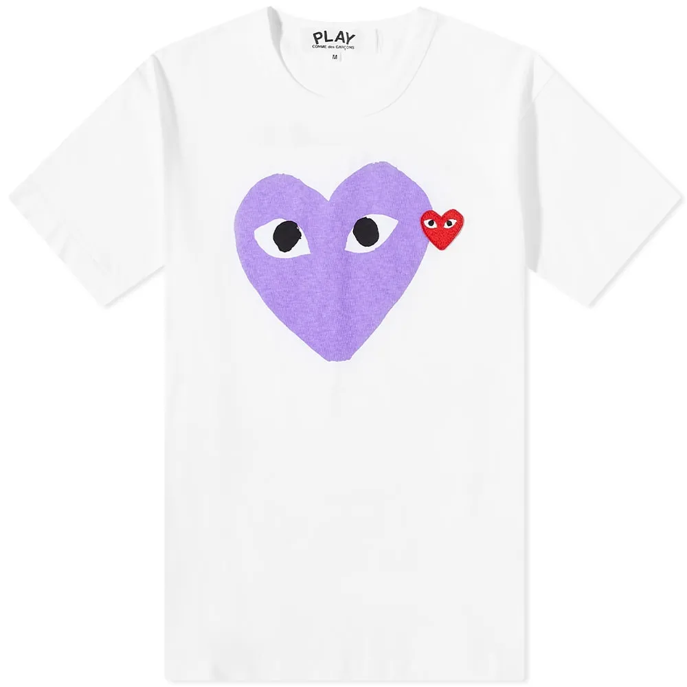 Comme des Garcons Play Red Heart Colour Heart T-ShirtWhite, Red & Purple