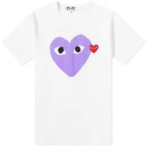 Comme des Garcons Play Red Heart Colour Heart T-ShirtWhite, Red & Purple