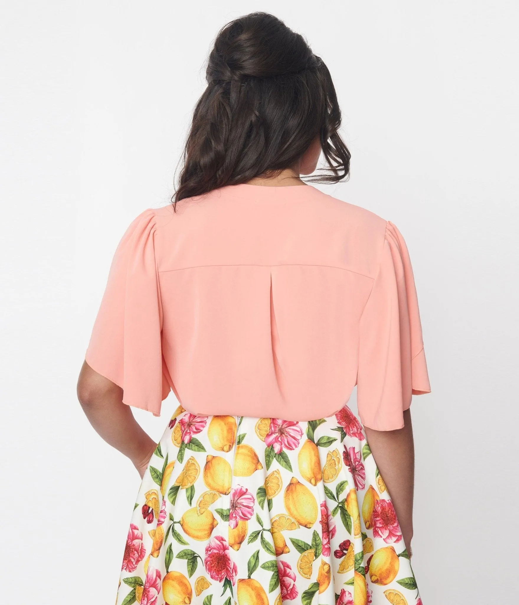 Coral Flutter Sleeve Blouse