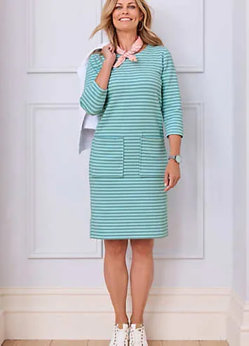 Cotton Traders Textured Jersey Stripe Knee-Length Dress | Kaleidoscope