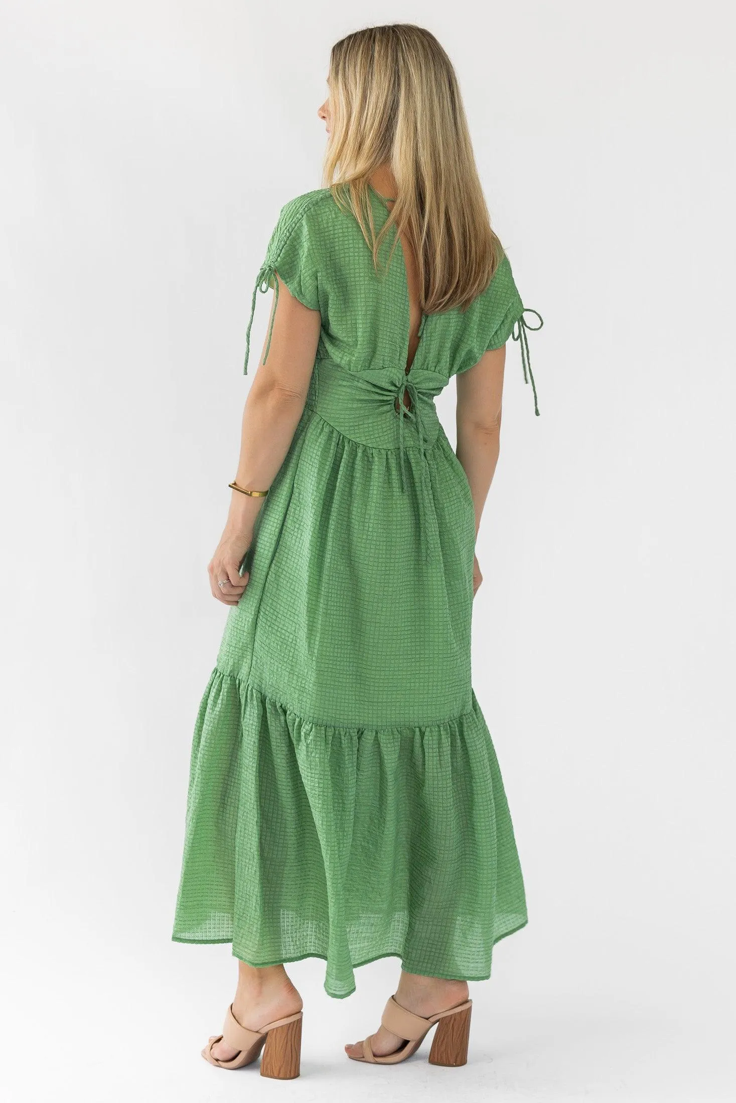 Delia Green Textured Maxi Dress - Final Sale