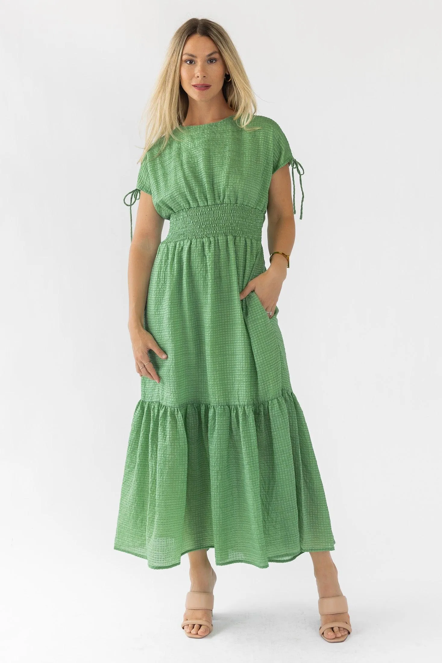 Delia Green Textured Maxi Dress - Final Sale