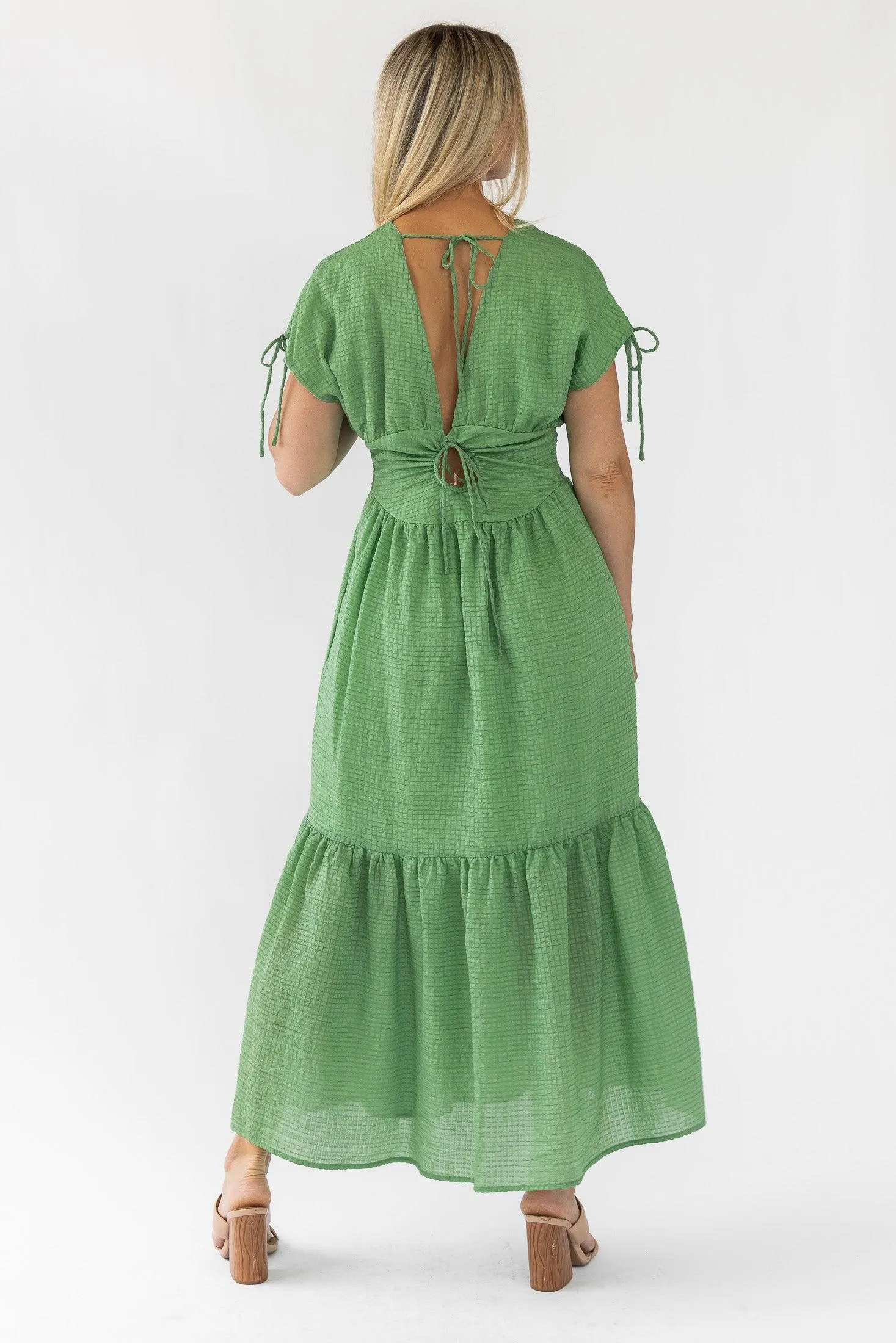 Delia Green Textured Maxi Dress - Final Sale