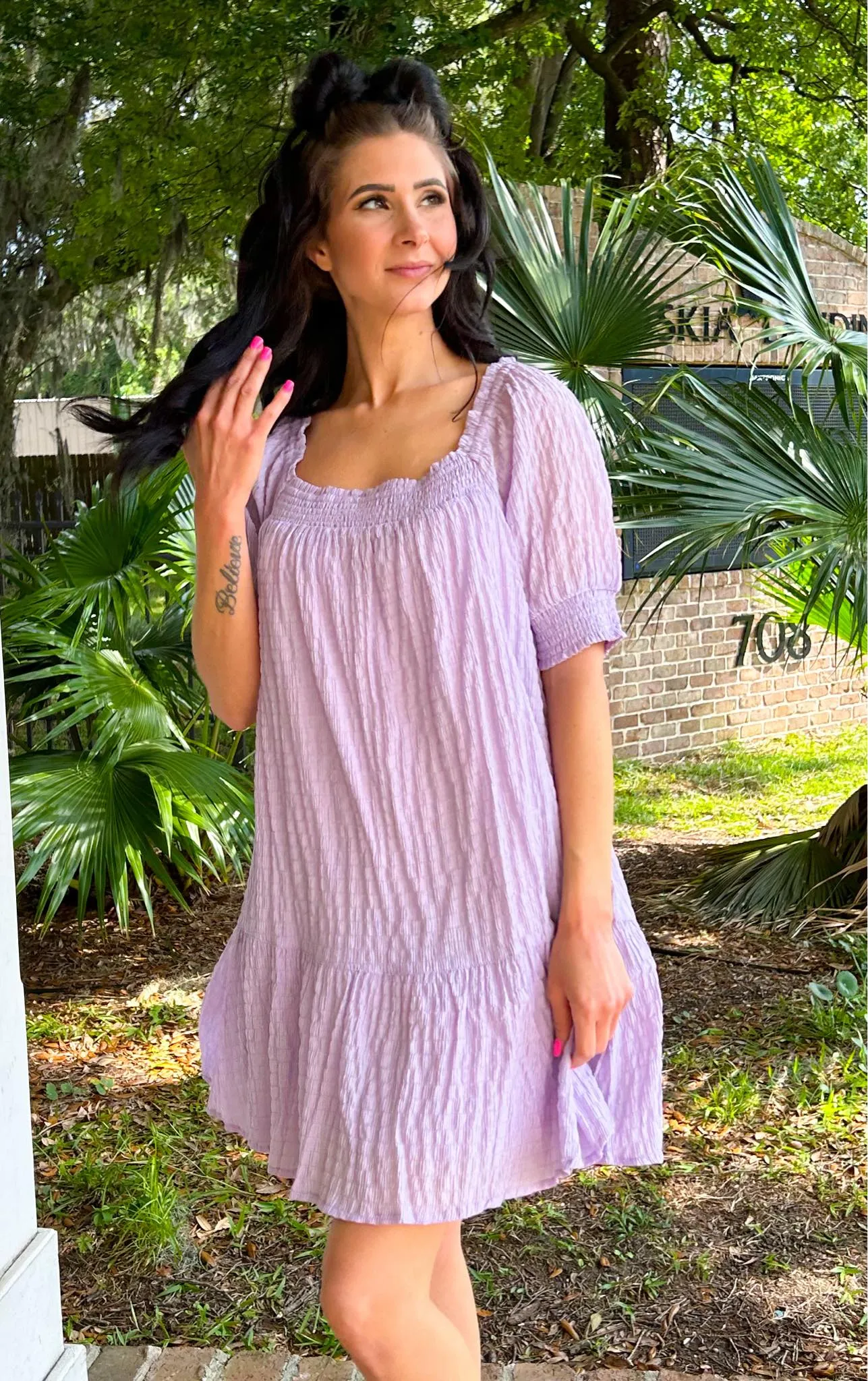 Easy Textured Dress | Lavender