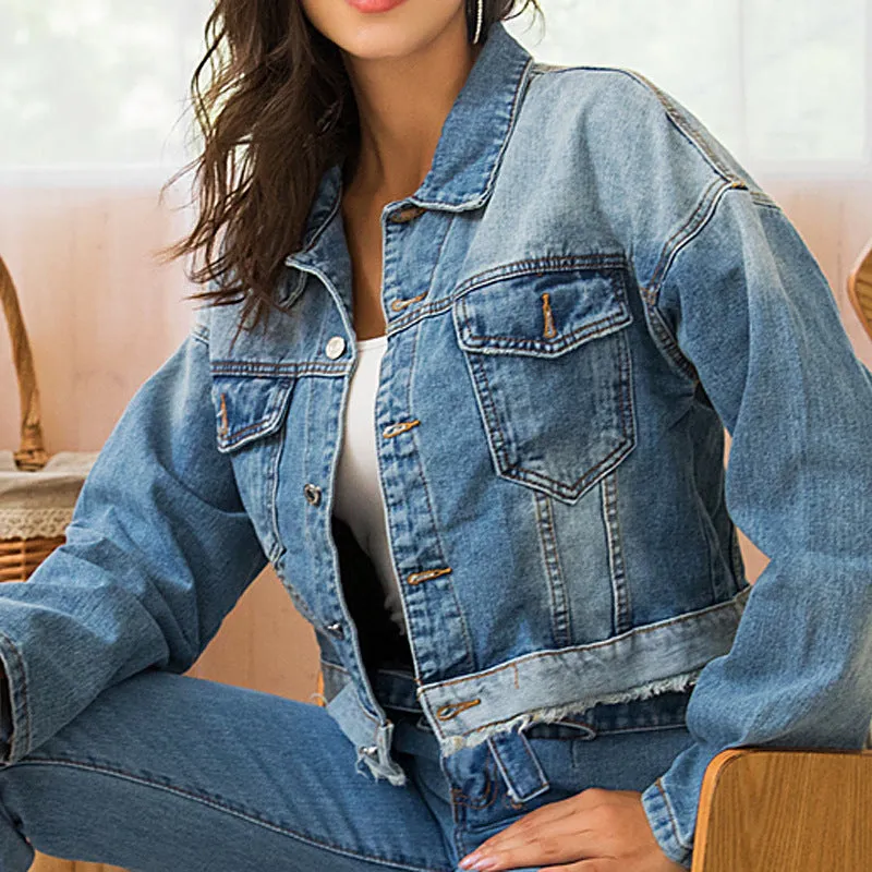 Edgy Frayed Denim Jacket