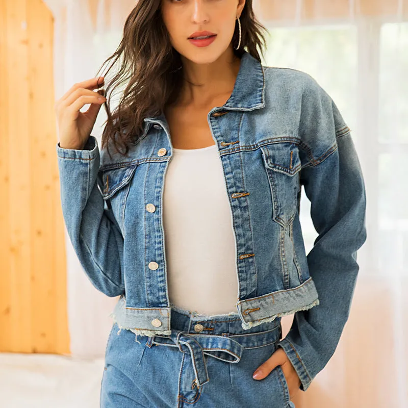 Edgy Frayed Denim Jacket