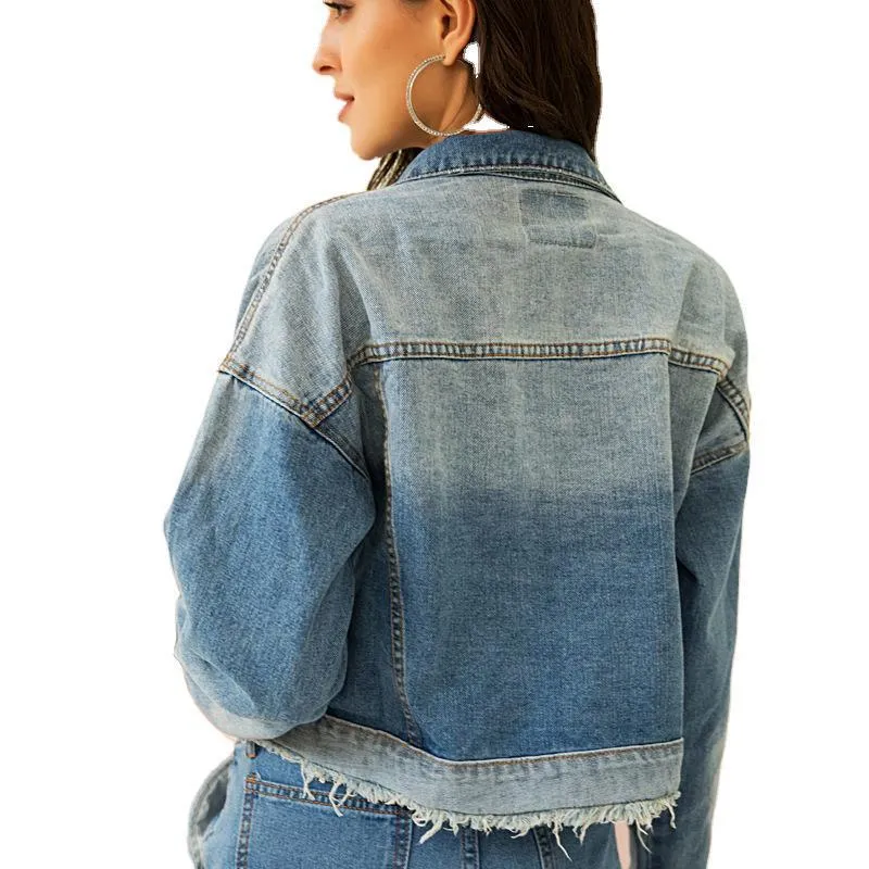 Edgy Frayed Denim Jacket