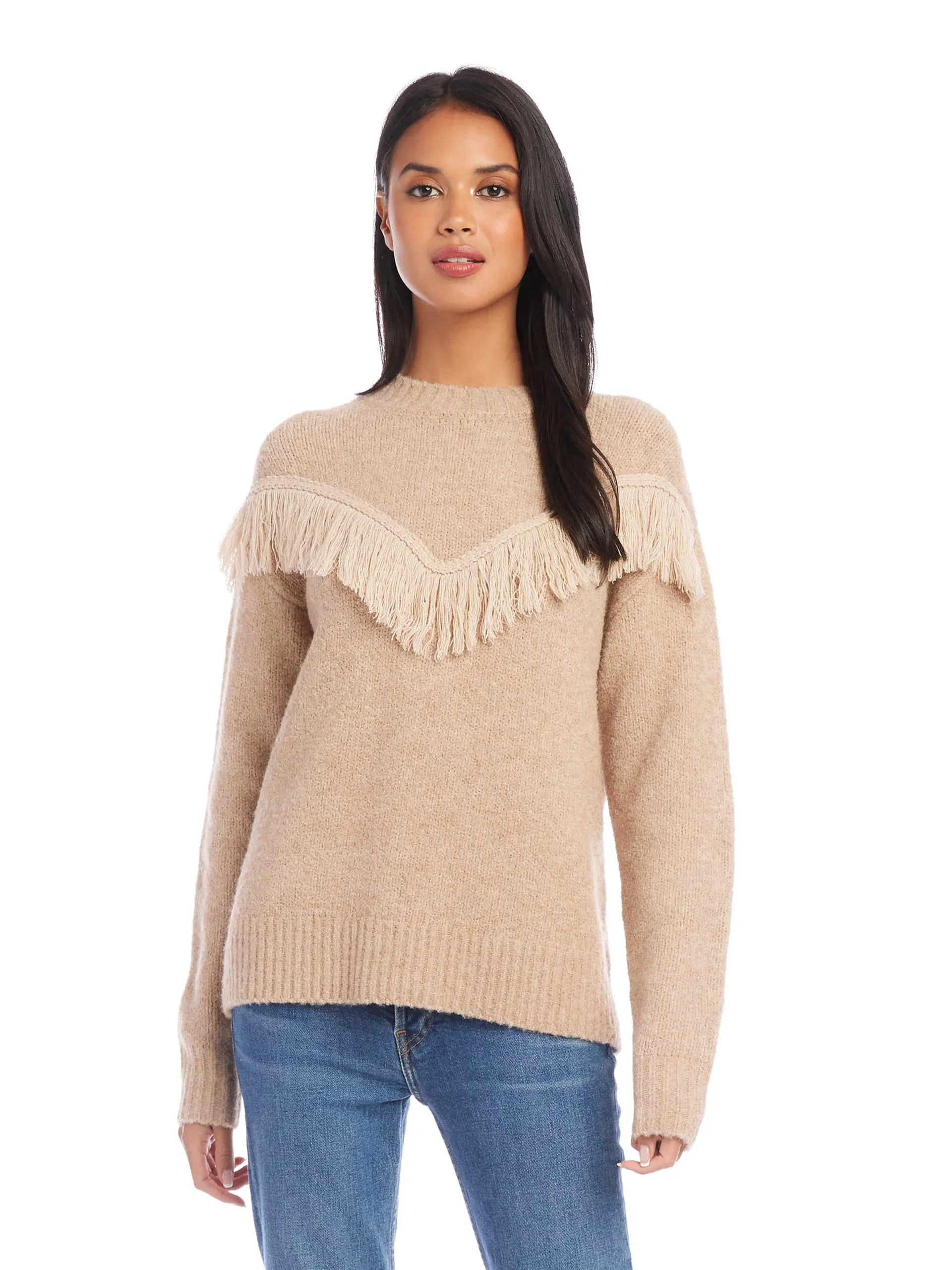 FIFTEEN TWENTY Fringe Sweater Camel