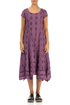 Flared Textured Bubbles Wild Berry Linen Dress