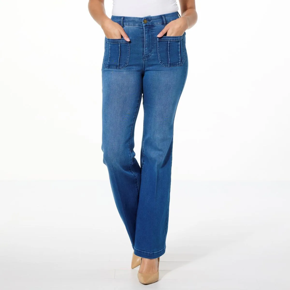      G by Giuliana The Trouser G-Soft Denim Sateen Wide-Leg Jean     