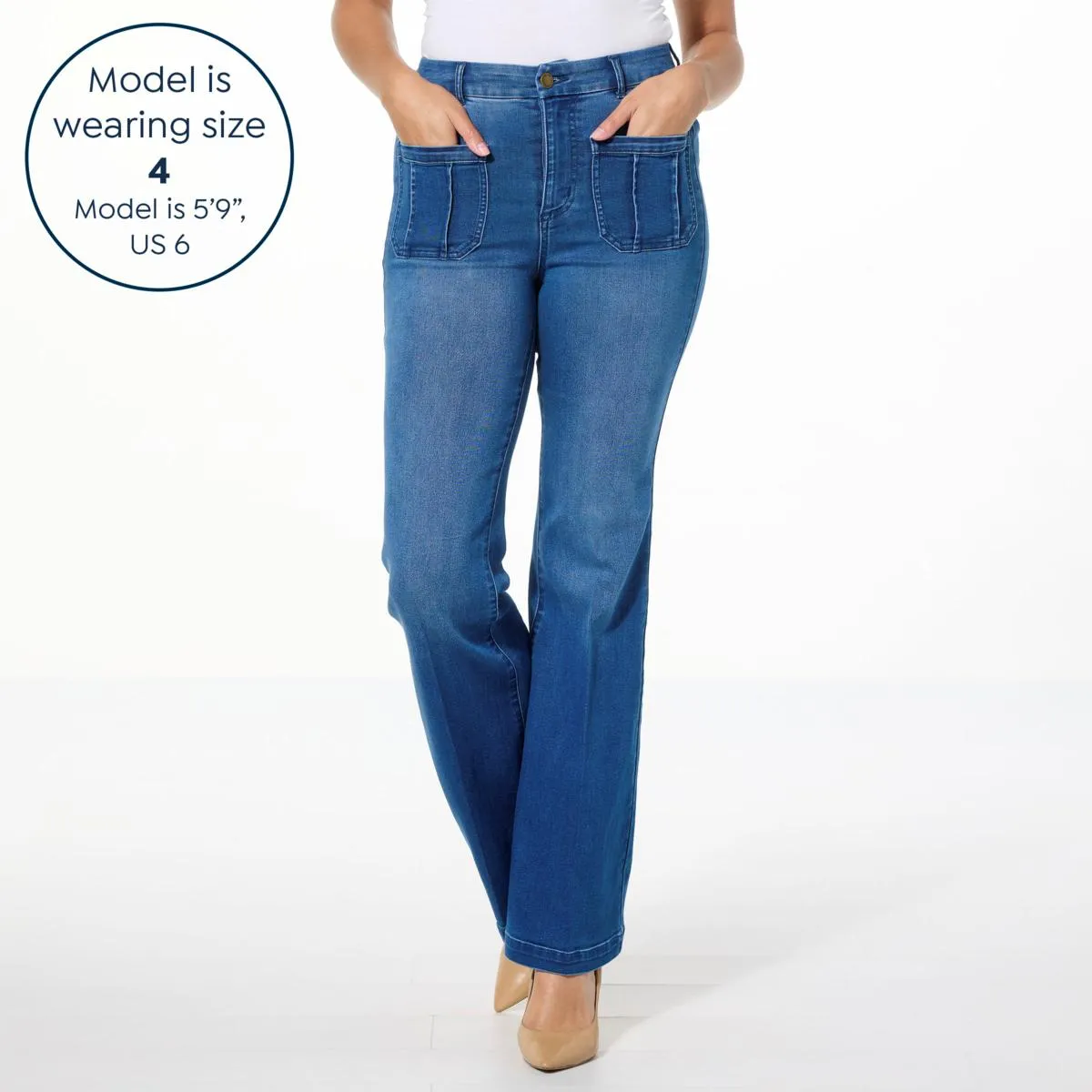      G by Giuliana The Trouser G-Soft Denim Sateen Wide-Leg Jean     