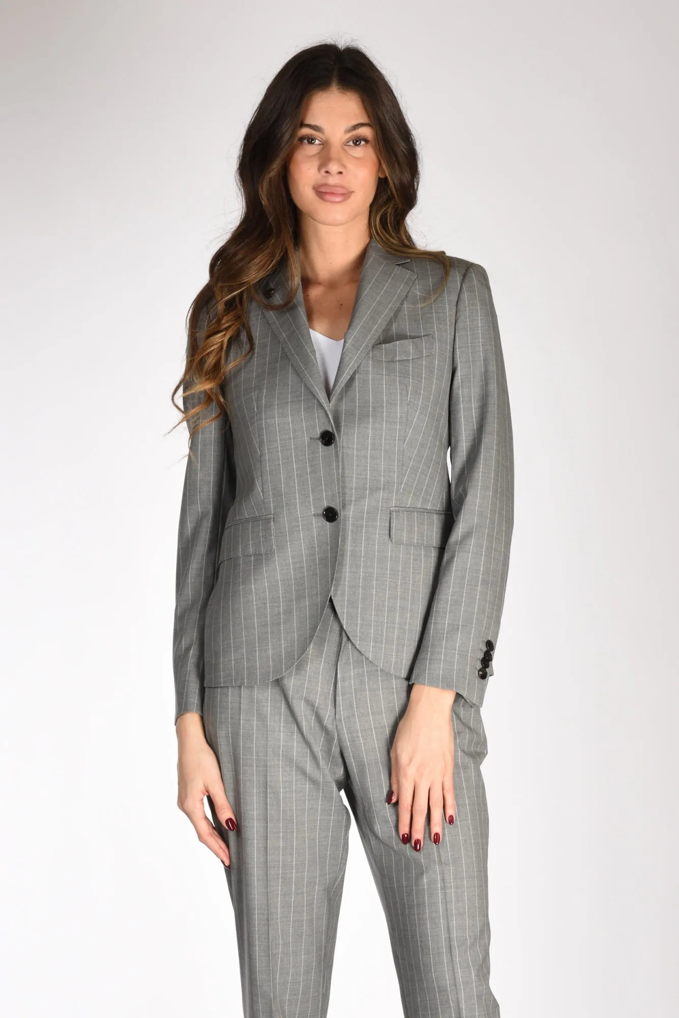 Gabriele Pasini Blazer Gessato Grigio/bianco Donna