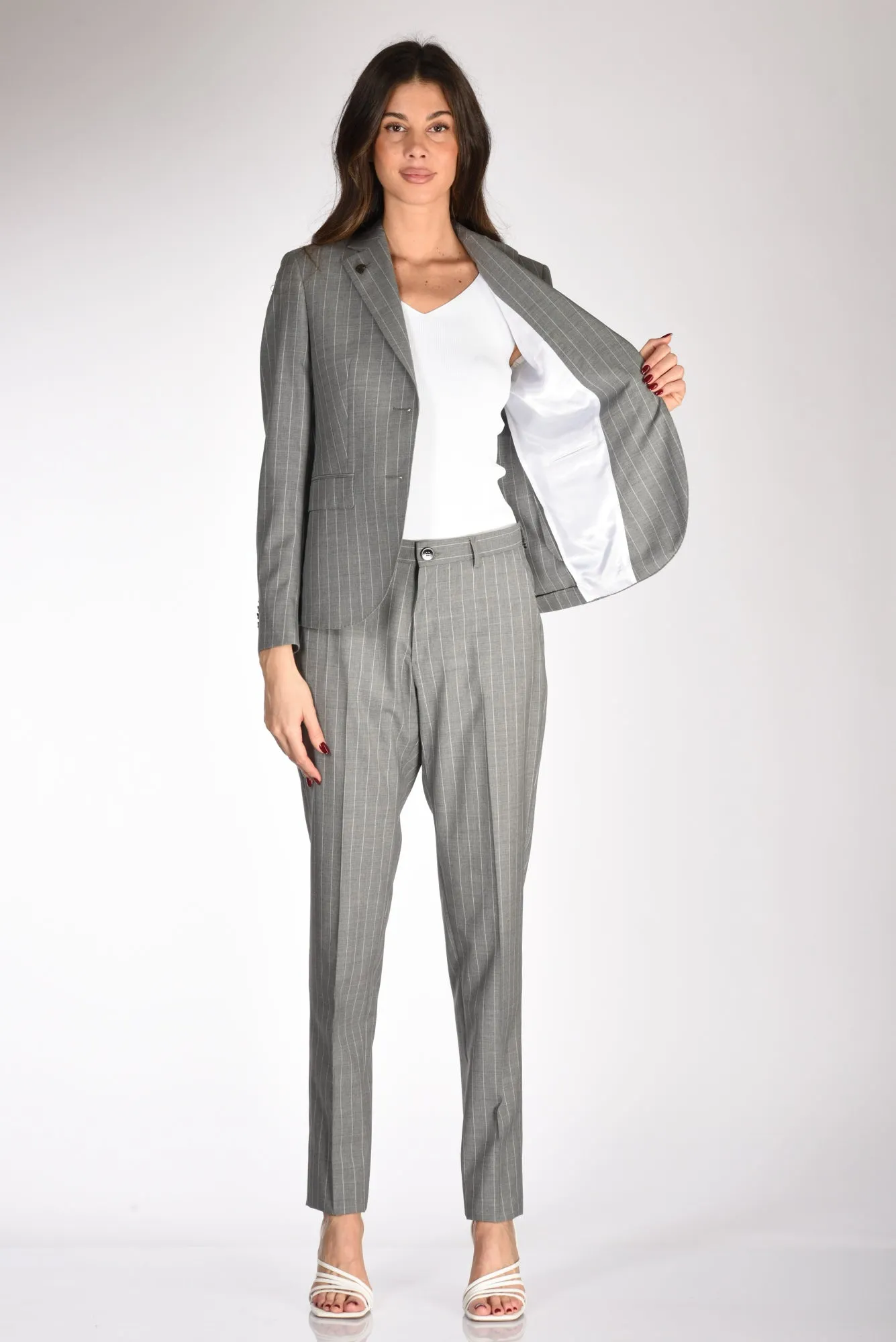 Gabriele Pasini Blazer Gessato Grigio/bianco Donna