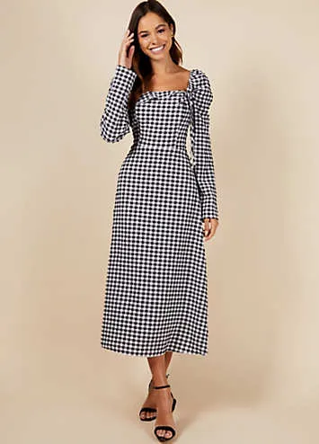 Gingham Frill Neckline Midaxi Dress by Little Mistress | Look Again