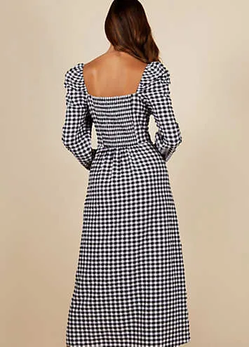 Gingham Frill Neckline Midaxi Dress by Little Mistress | Look Again