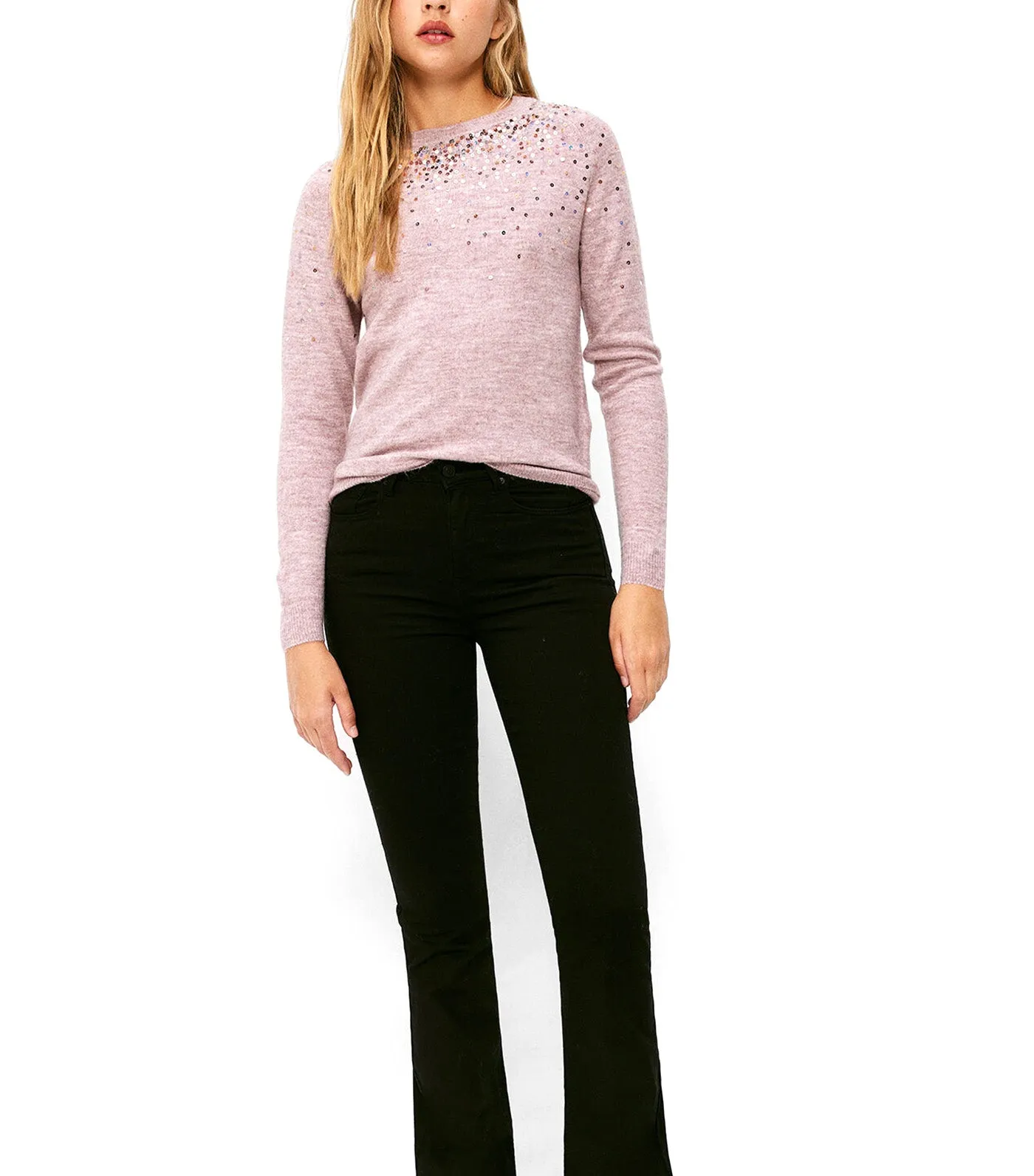 Gradient Sequins Sweater Pink