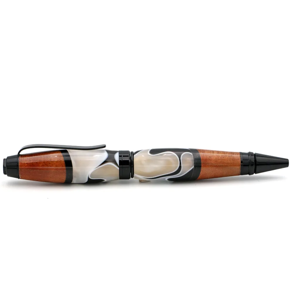 Hawaiian Koa and Black/White Resin Cigar Pen