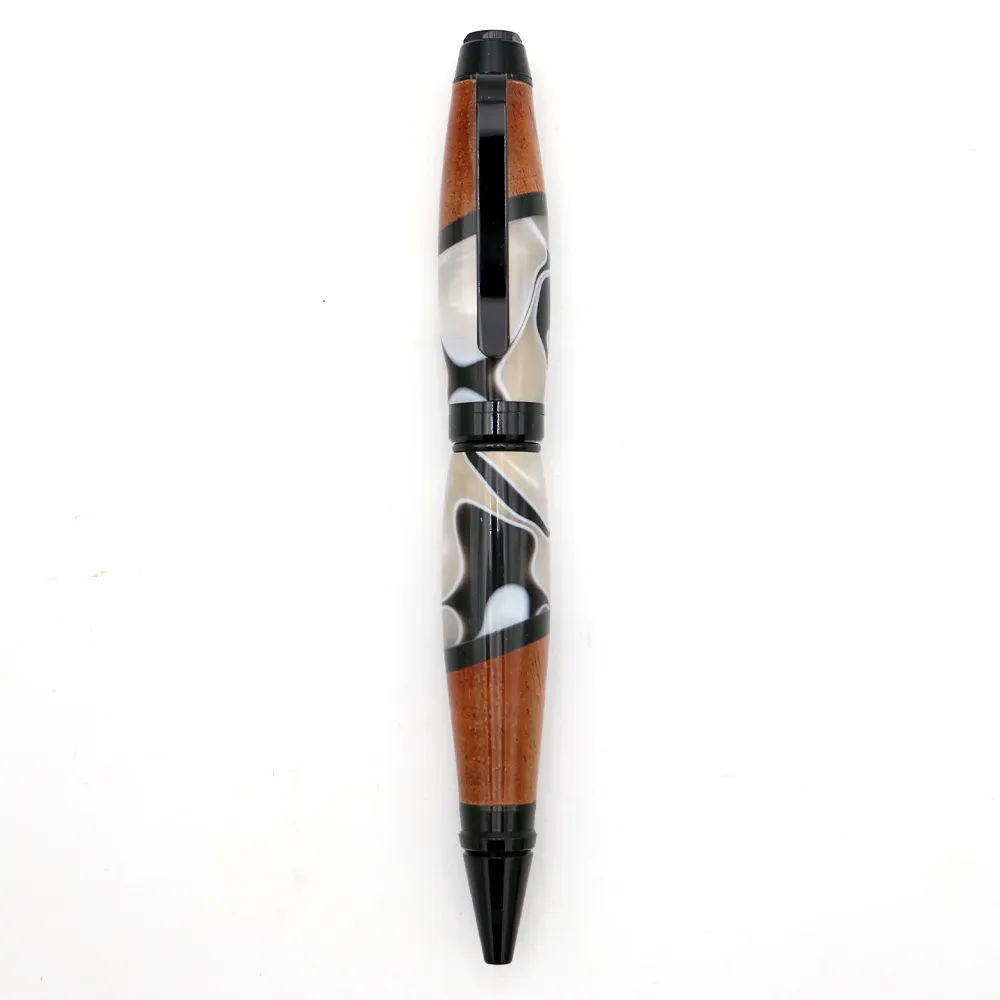 Hawaiian Koa and Black/White Resin Cigar Pen