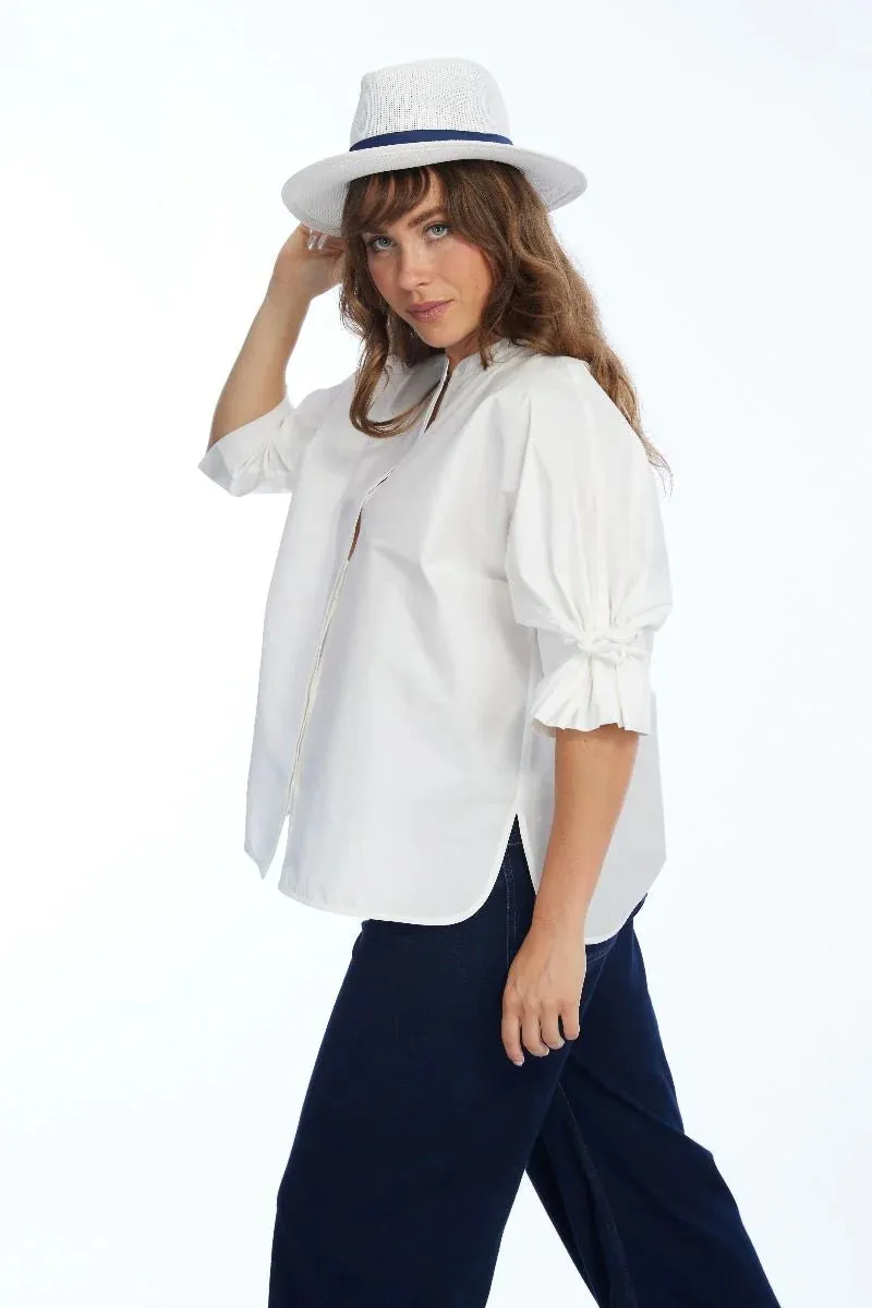 Hina Drawstring Raglan Sleeve Top - White