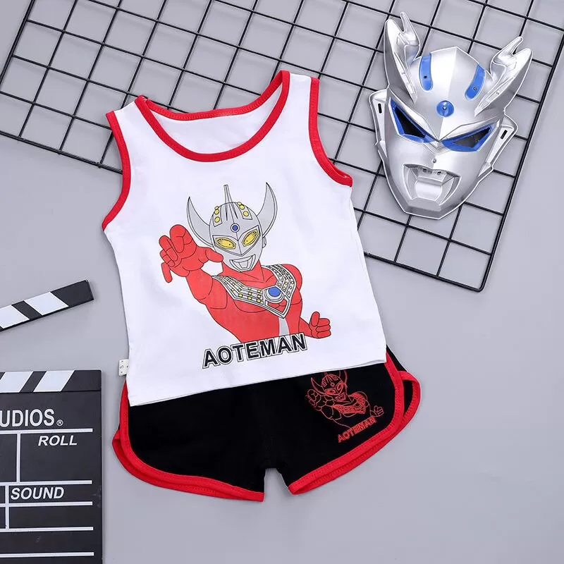 Kids Spiderman Sleeveless T-shirt Vest+Shorts