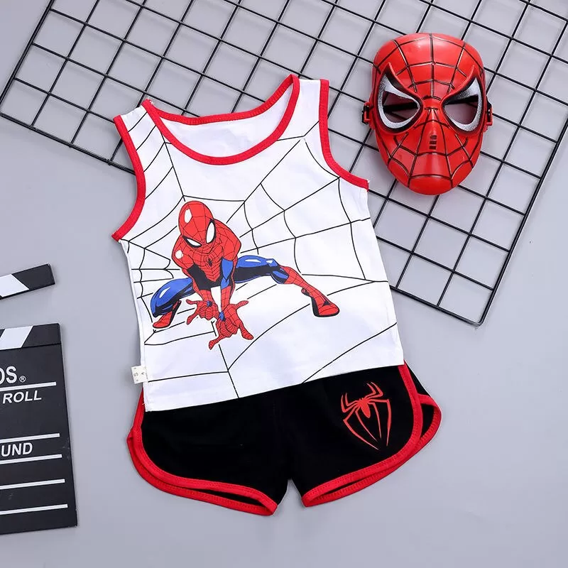 Kids Spiderman Sleeveless T-shirt Vest+Shorts