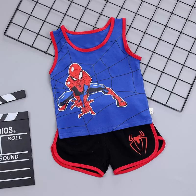 Kids Spiderman Sleeveless T-shirt Vest+Shorts