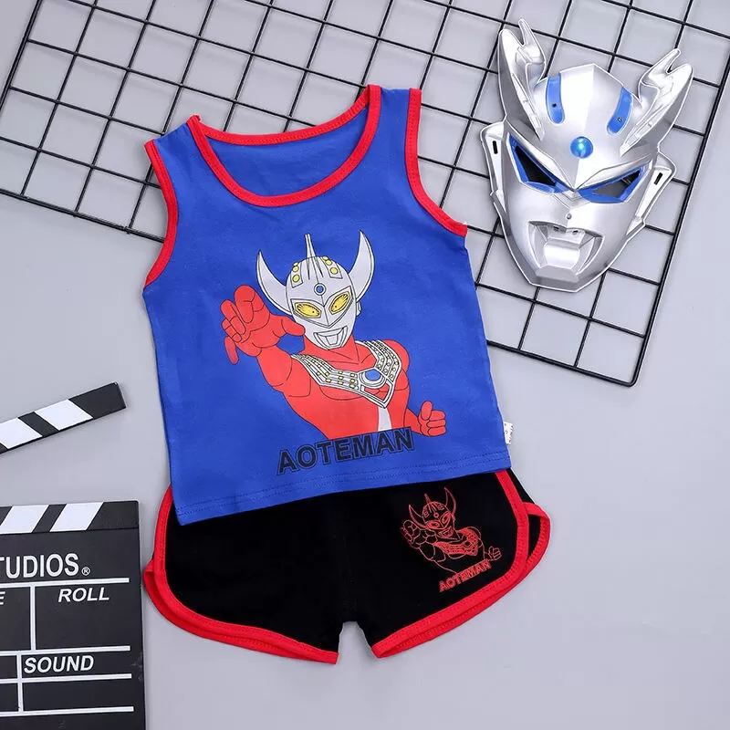 Kids Spiderman Sleeveless T-shirt Vest+Shorts