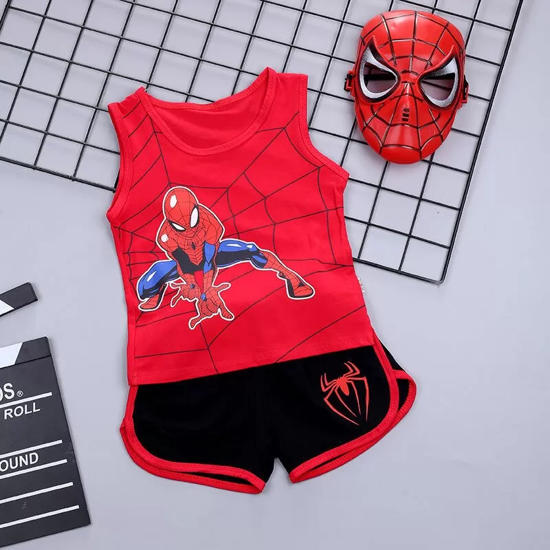 Kids Spiderman Sleeveless T-shirt Vest+Shorts