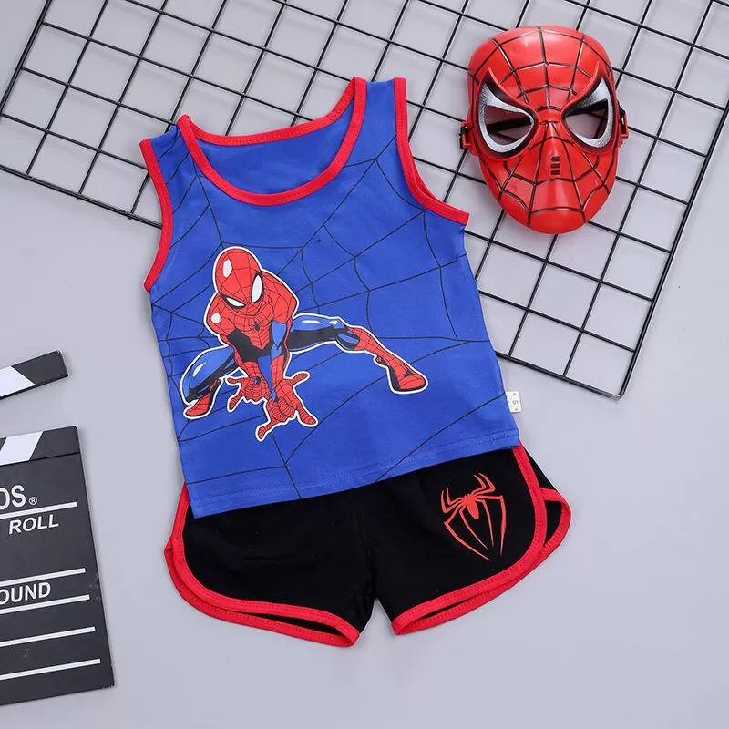 Kids Spiderman Sleeveless T-shirt Vest+Shorts