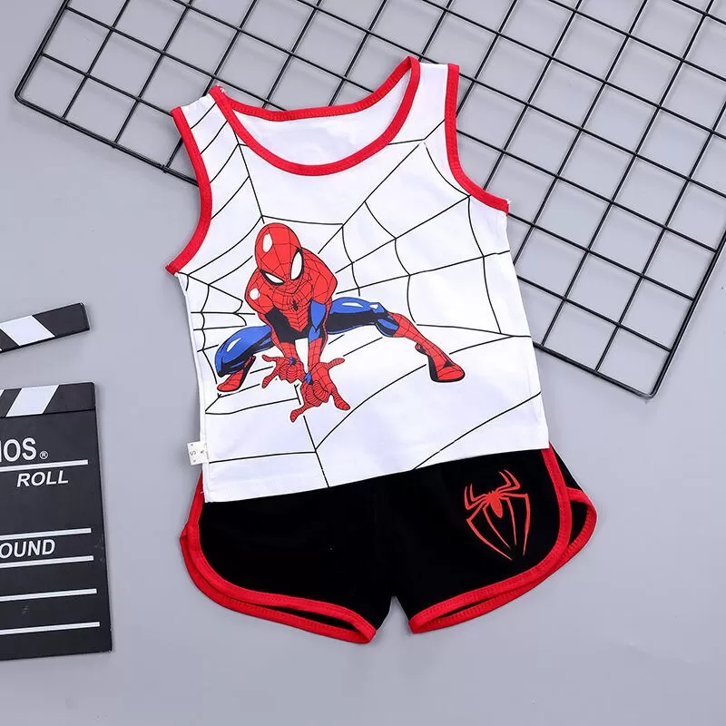 Kids Spiderman Sleeveless T-shirt Vest+Shorts