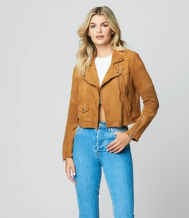 Large Tan Blank NYC Toasted Caramel Faux Suede Moto Jacket