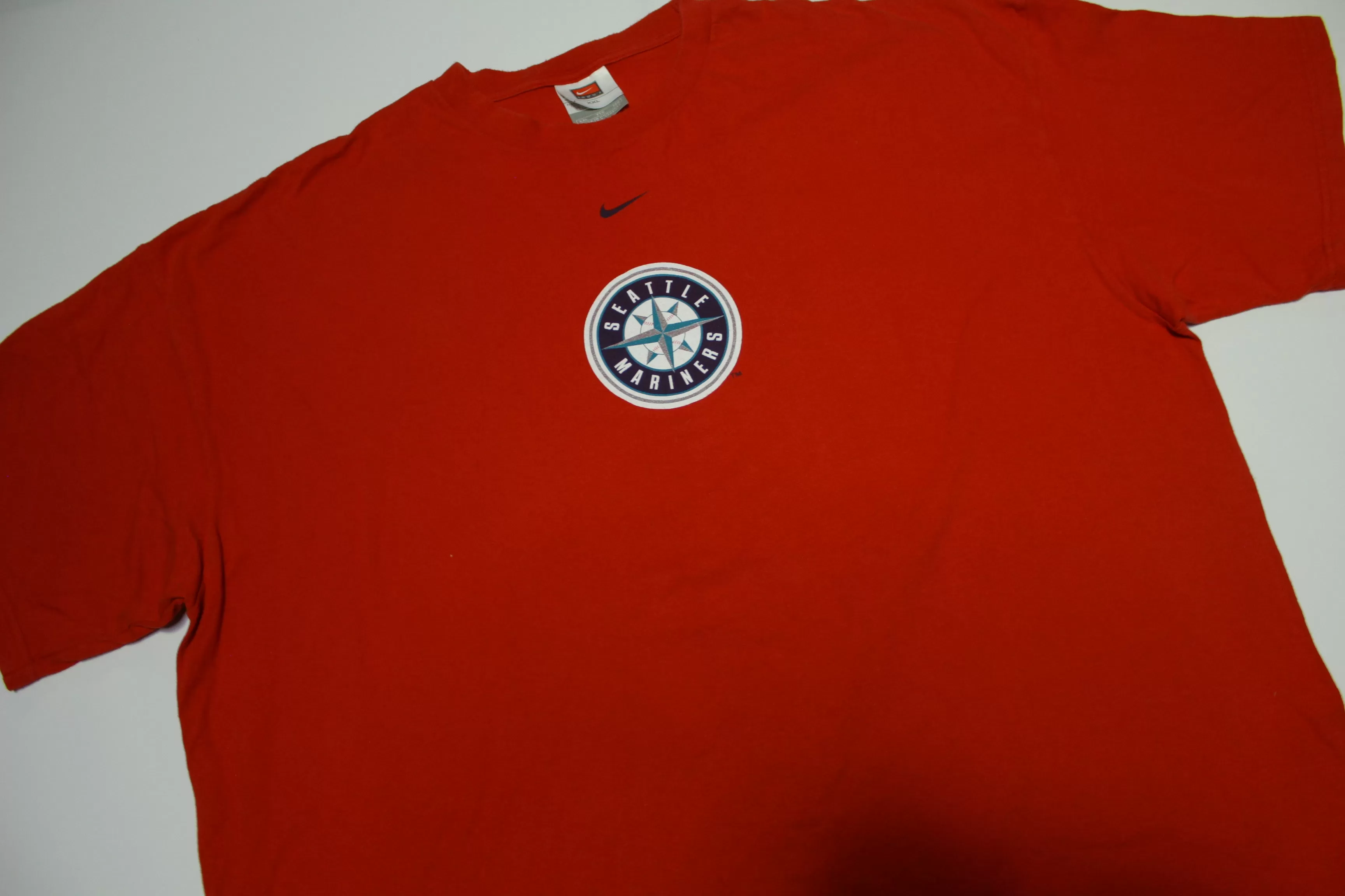 Let's Go Seattle Mariners Vintage 2005 Nike Red Center Check Swoosh T-Shirt